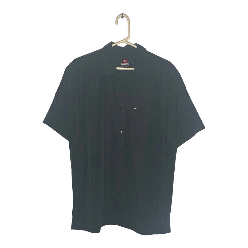 Quicksilver Short Sleeve Button Up Shirt Mens Large Black